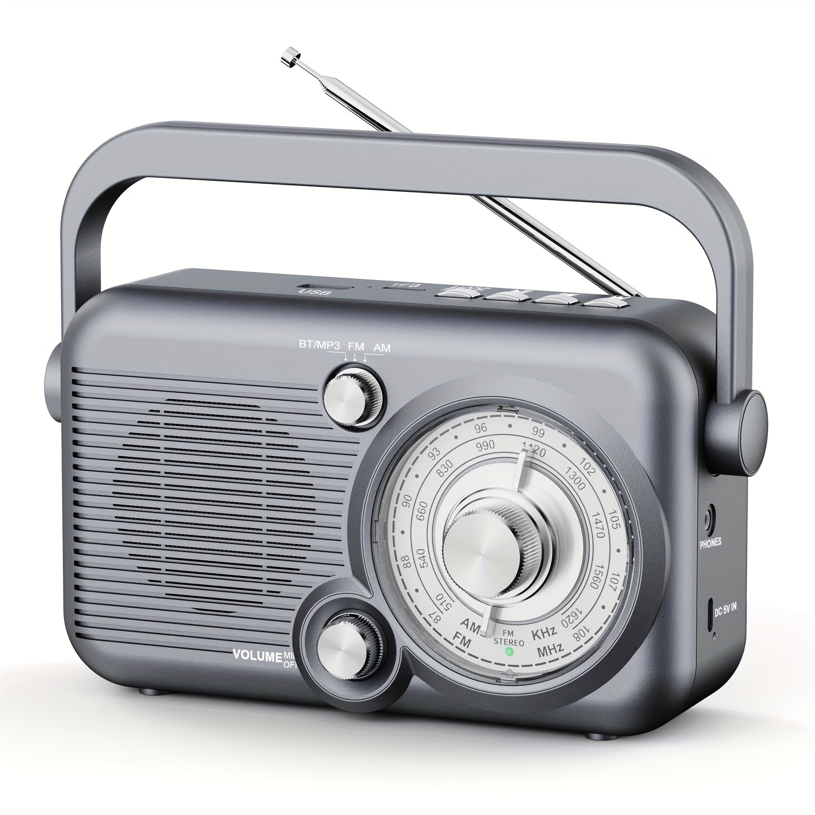 

Portable Radio With Bt Am Fm Radio With Best Reception:vintage Radio Rechargeable Battery Powered Tansistor Radio With Usb And Tf For Mp3 Loud Speaker Stereo Earphone Output