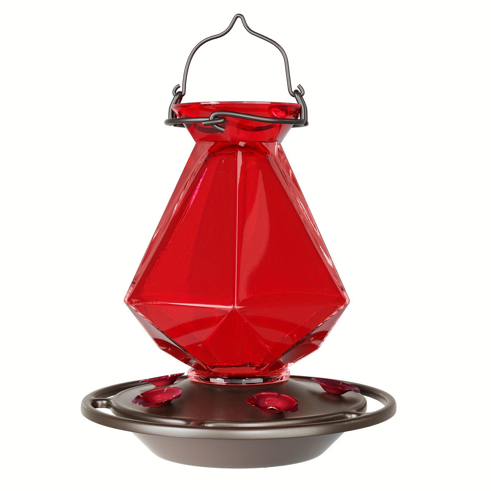 

Hummingbird Feeders For Outdoors Hanging, Red Glass Hummingbird Feeder With 5 Feeding Ports & 5 Perches, 23 Ounces, Rustproof, Leakproof, Geometric Line Shapes