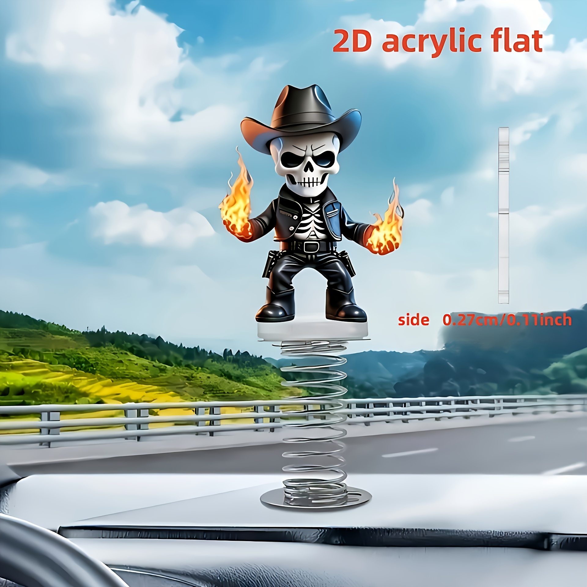 2d Flat 1pc Fashion - Acrylic Dashboard Decoration, With Vibrant Design, Suitable For Car , Desks And Home Decoration, Fun To , 2d Flat