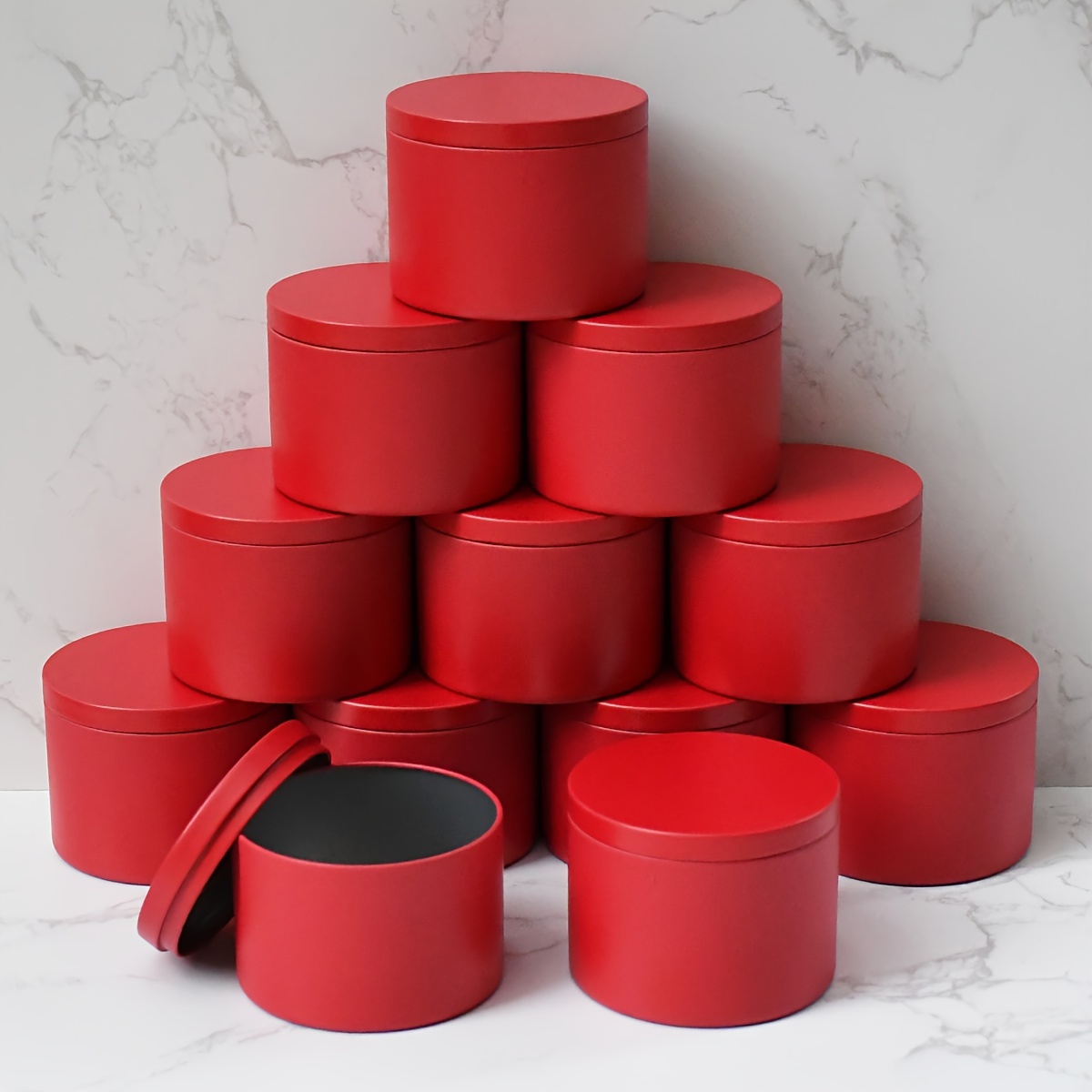 

12-pack 8oz Red Round Metal Candle Tins With Lids, Diy Candle Making Supplies, Loose Candle Storage, Craft Tool For Art, Sewing, Jewelry, Christmas Gifts, Empty Candle Cans