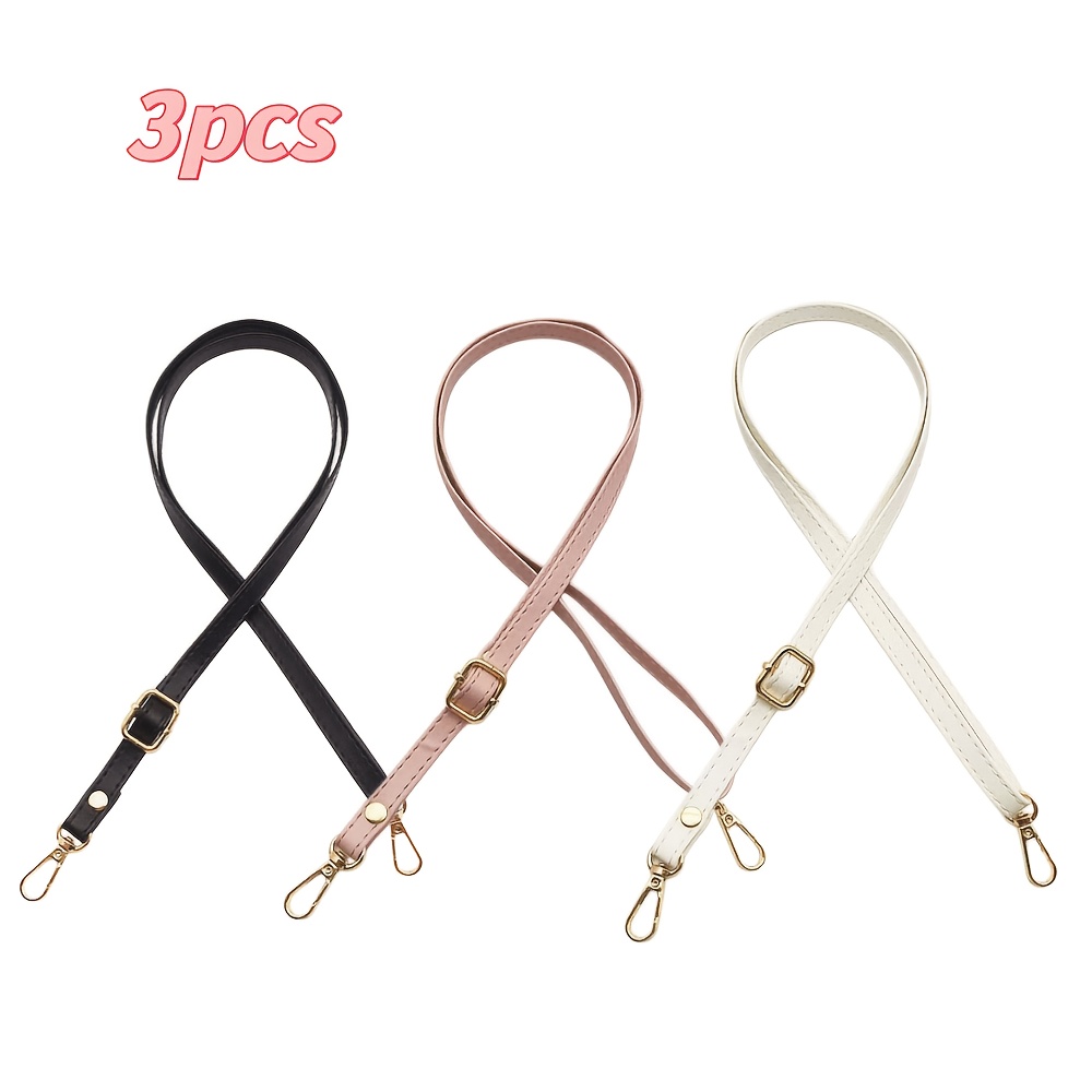 TEMU 3pcs Set Of Faux Leather Handbag Replacement Shoulder Straps, Adjustable Length Crossbody Bag Straps With Rotating Buckles And Clasp, Suitable