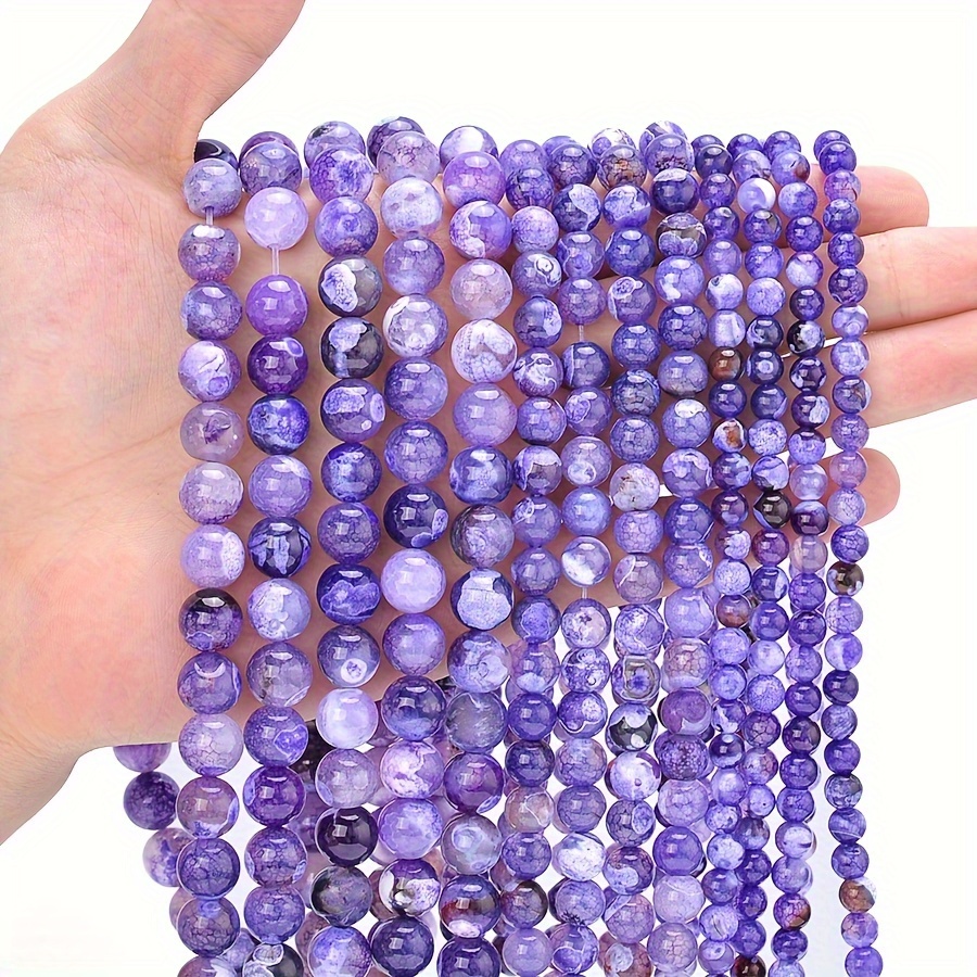 

Natural Purple Fire Dragon Vein Stone Round Loose Beads For Jewelry Making Diy Charm Bracelet 6-10mm