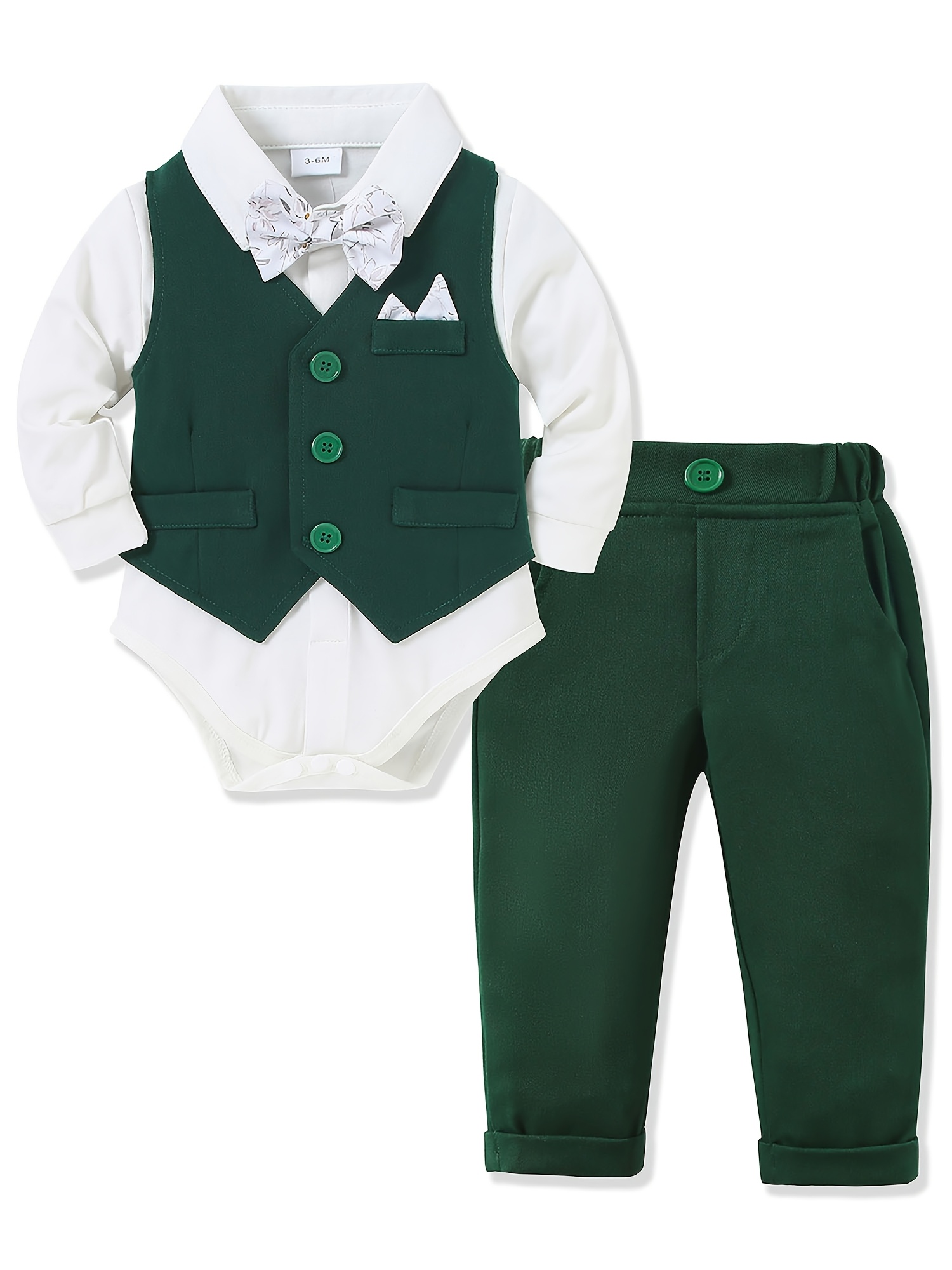 3pcs baby boy spring/autumn gentleman suit set – long sleeve shirt