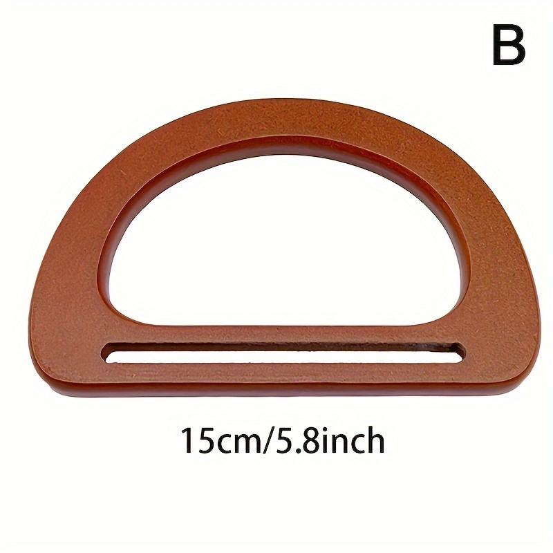Image of Wooden Handle Round D-shaped Bamboo Handle Bag Accessories 1pc