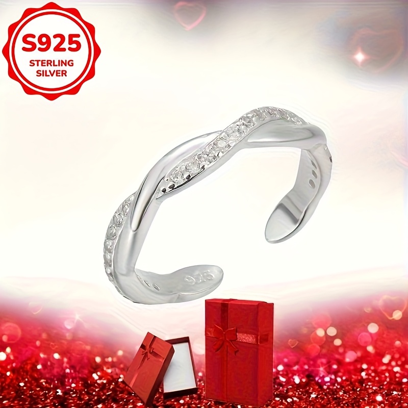 S925 Silver Wavy Cross Open Toe Ring, Summer Accessory