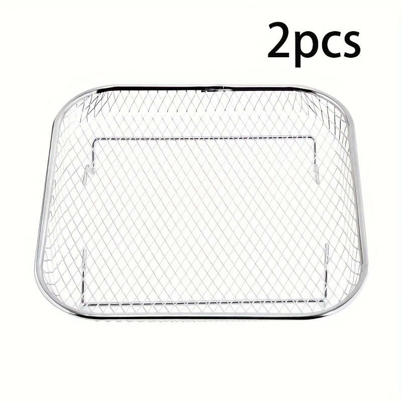 Image of 2pcs Stainless Steel Air Fryer Additions Set, Grill Rack, , Chicken Legs - Stackable, Suitable For Ovens And Fryers, Dishwasher Safe, For Healthy Holiday Baking