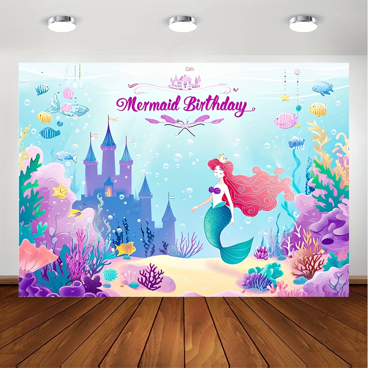 1pc, Under The Sea Backdrop Ocean Little Mermaid Backdrop Party Decor  Supplies 71x43inch