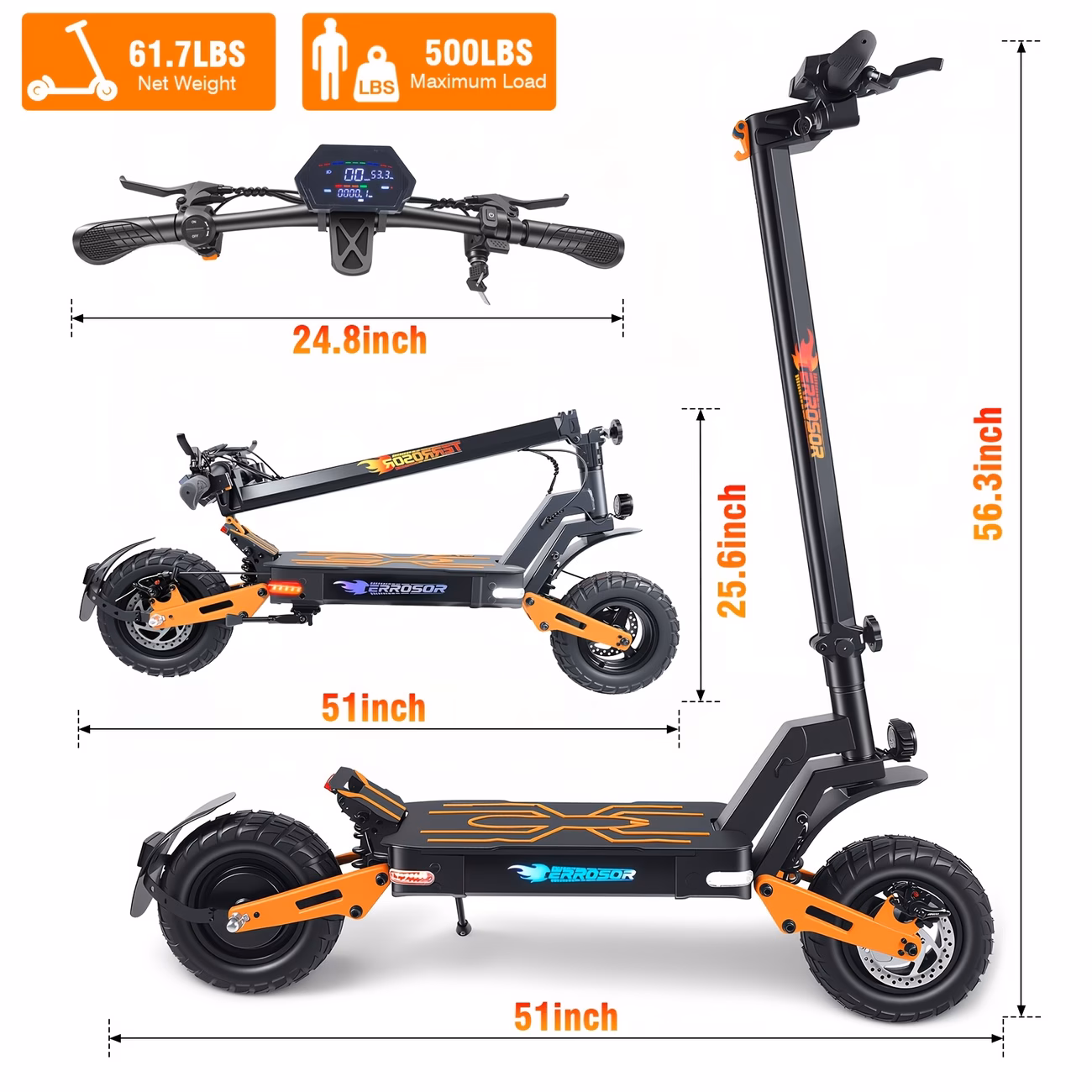 electric folding scooter 749w motor 19 9 27 8mph 48v 25ah battery 35miles range 500lbs load capacity 11 inch vacuum tires urban commuting outdoor adventure electric scooter Product details 7