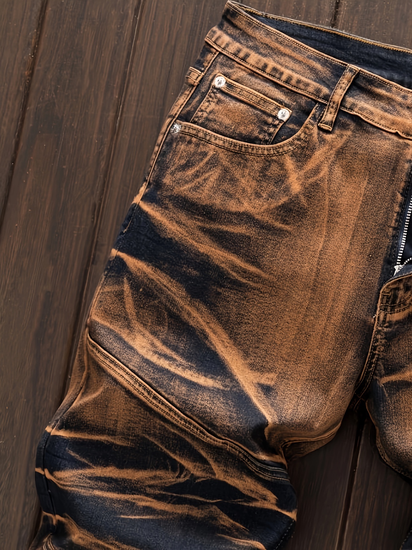 men's casual straight fit washed denim jeans vintage tone Temu - Main Image