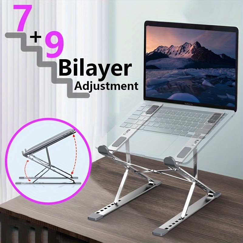 

1pc Laptop Stand Suitable For 13-21 Inches, Portable Laptop Stand, Multi Range Adjustable Laptop Universal Heat Dissipation Stand, Sturdy Metal Laptop Stand With Double-layer Foldable Design