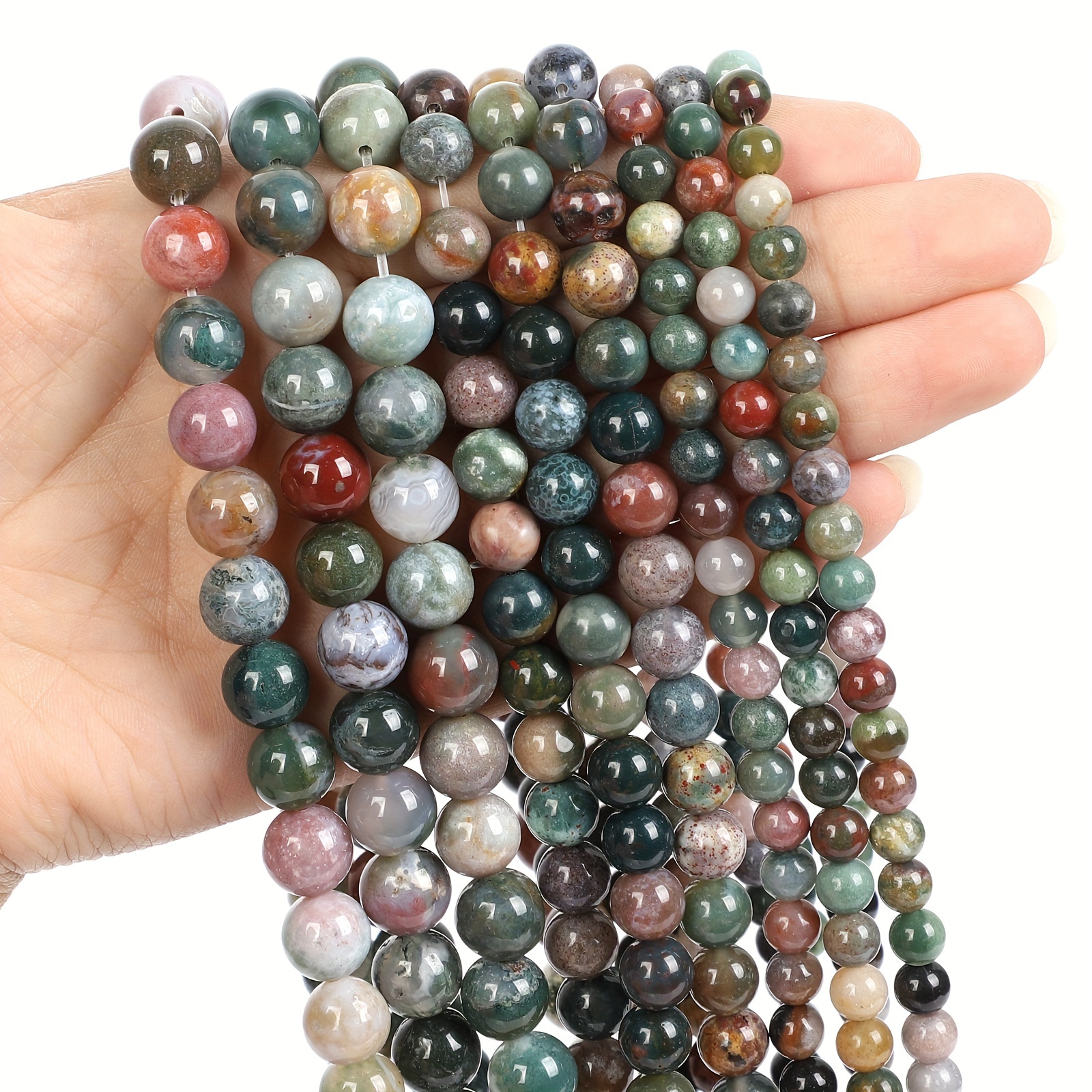 

Natural Indian Agate Stone Round Loose Beads For Jewelry Making Diy Charm Bracelet 4-10mm