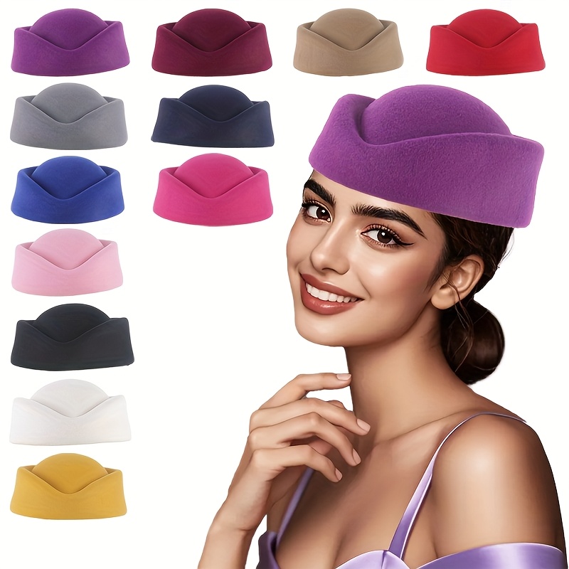 

Elegant Women's Felt Beret Hat - Lightweight, Non-stretch Polyester In Assorted Colors | Ideal For New Year & Weddings | Feather-free, Hand Or Only