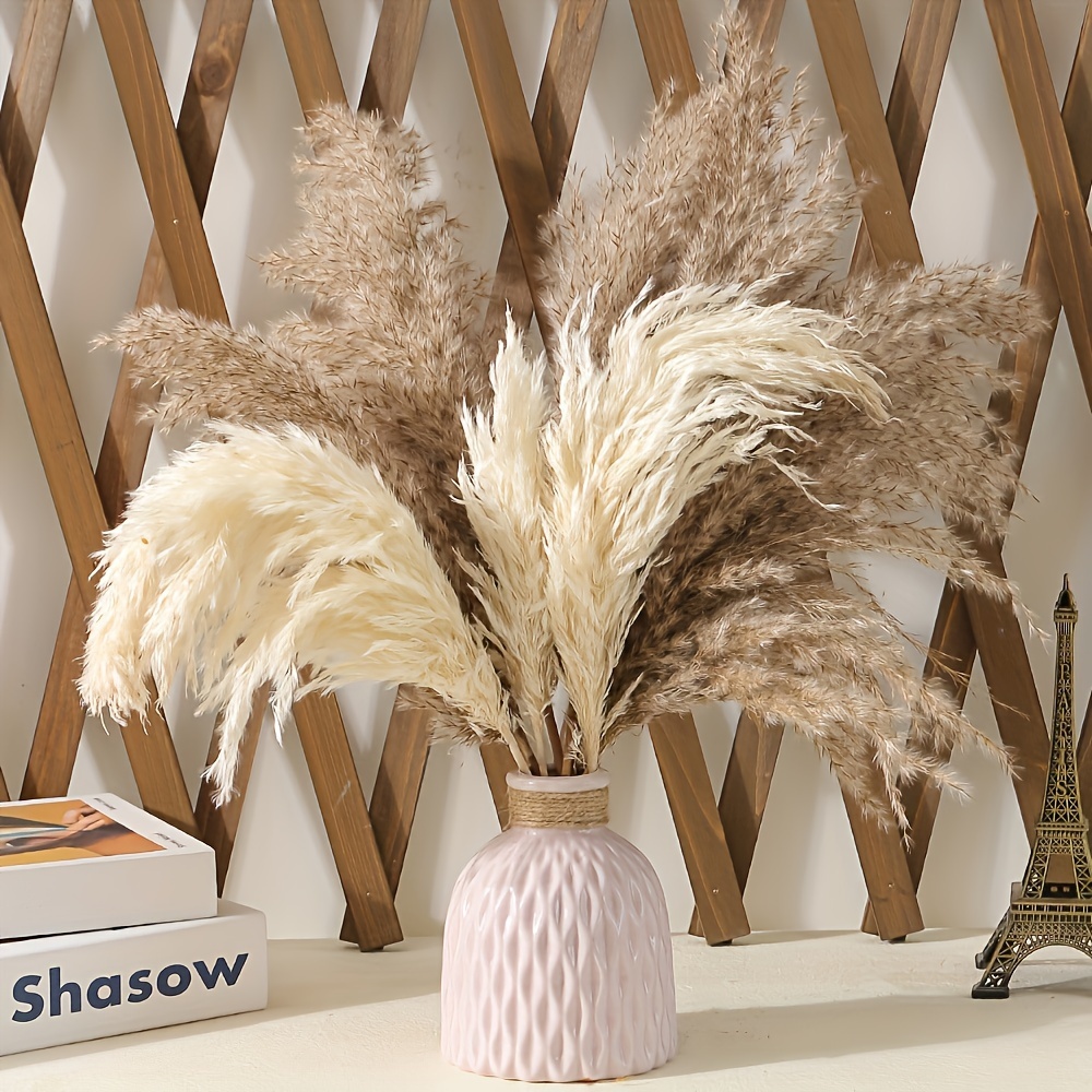 

10pcs 17'' Boho Decor, Fluffy Pampas Grass, Holiday Party Decoration Dry Pampas Grass Small, Short Pampass Bulk For Boho Room Decor, Coffee Table Decor