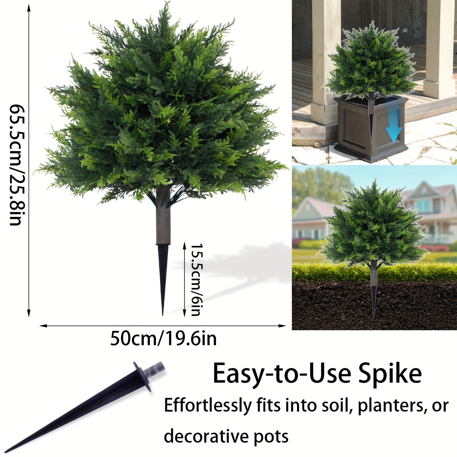 Image of 26-inch Uv Resistant Artificial Cedar Ball Tree Conifer - High Quality, Fake Planter For Outdoor And Home Decoration, Perfect For Backyards, Gardens, Walkways