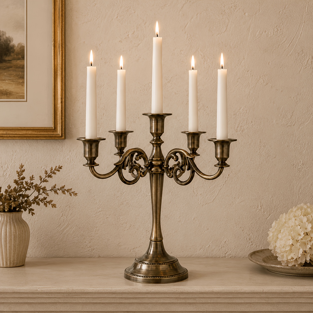 TEMU 5-arm Candelabra Candle Holder, Elegant 5-light Taper Candle Stand Centerpiece For Wedding Table, Dining Room, Party, Holiday, Mantel & Home