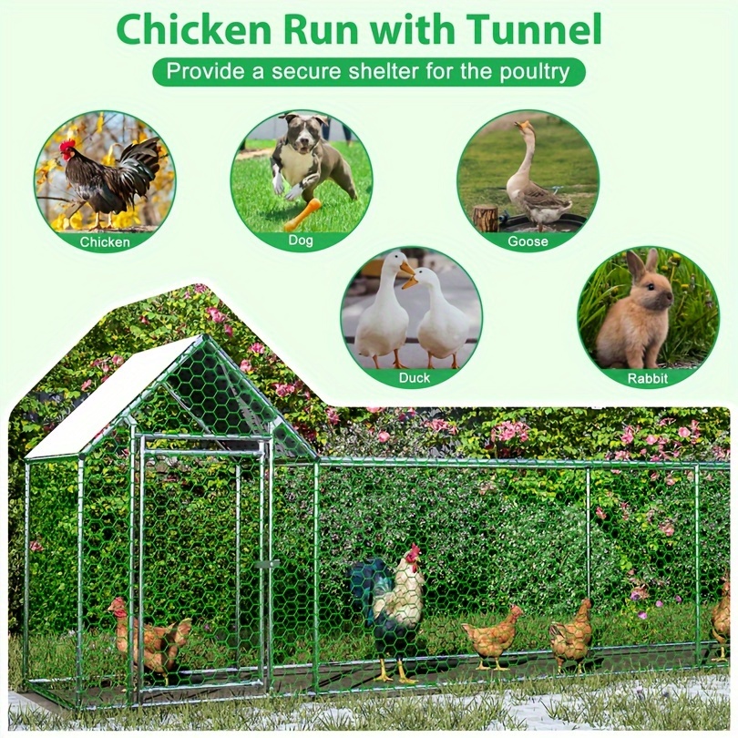 

Large Chicken Coop With Roof For Backyard Poultry Habitat, Equipped With Waterproof And Uv-resistant Cover, Suitable For Mother Hens To Run In, As Well As For Raising Rabbits And Ducks In The Garden.