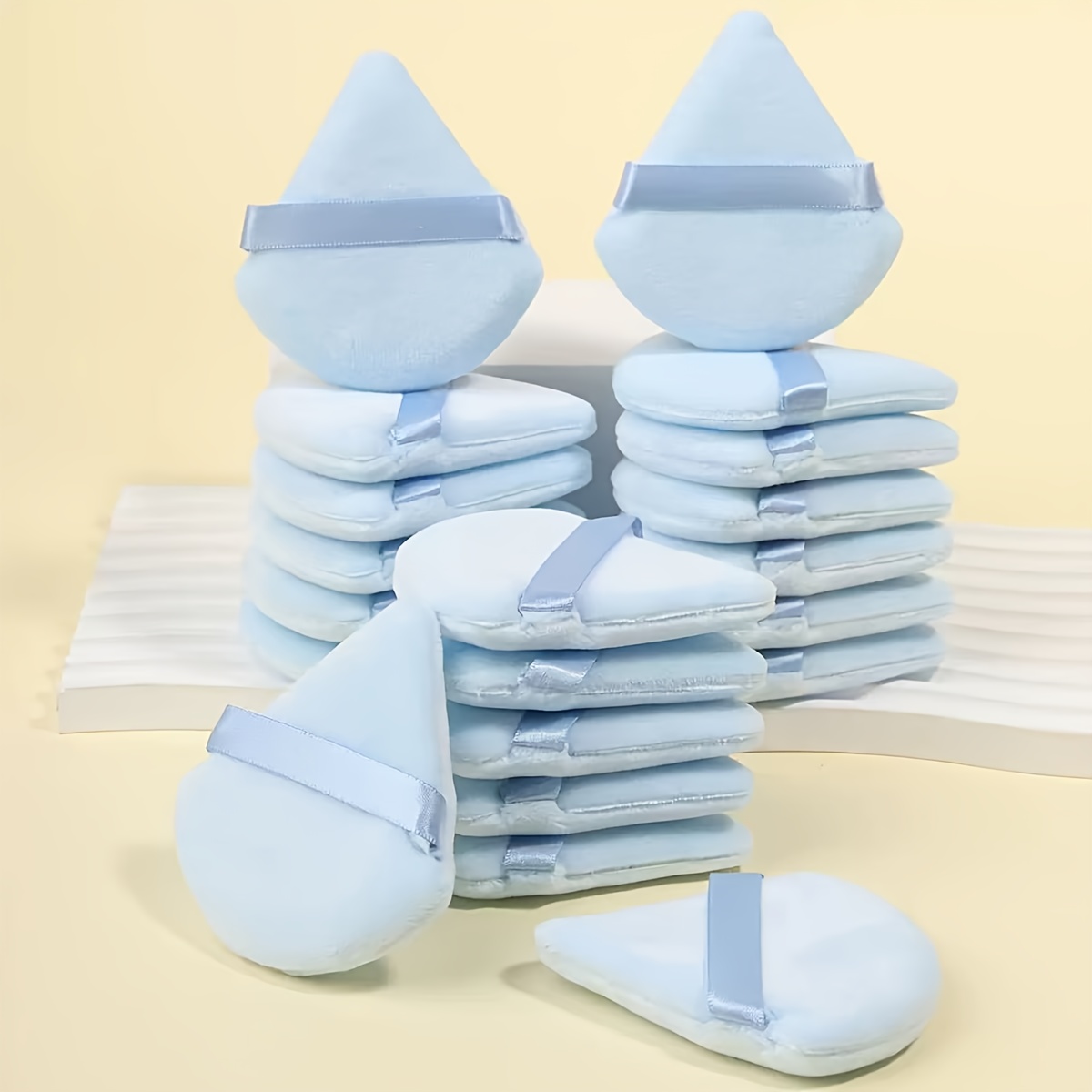 TEMU 21pcs Triangular Loose Powder Puff, Velvet Powder Puff, Loose Powder Puff, Makeup Powder Puff, Reusable Soft Plush Powder Sponge, Makeup