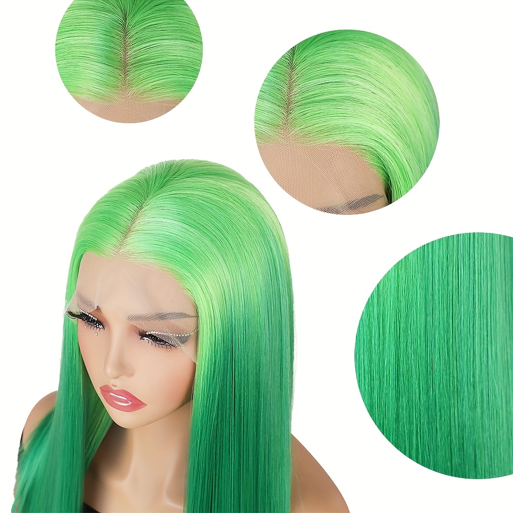 green lace front wigs long straight glueless hair ombre - Temu display picture 1