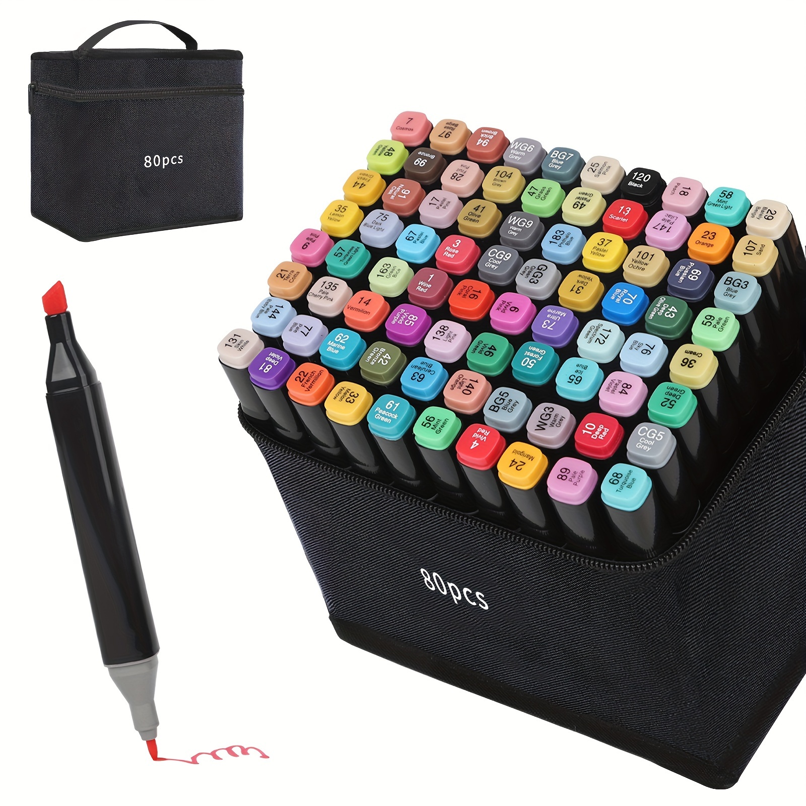 

80-color Marker Set With Dual Tips, Lightweight Art Markers For Sketching, Coloring, And Illustration - Includes Storage Pouch, Ideal For Christmas And Halloween Gifts