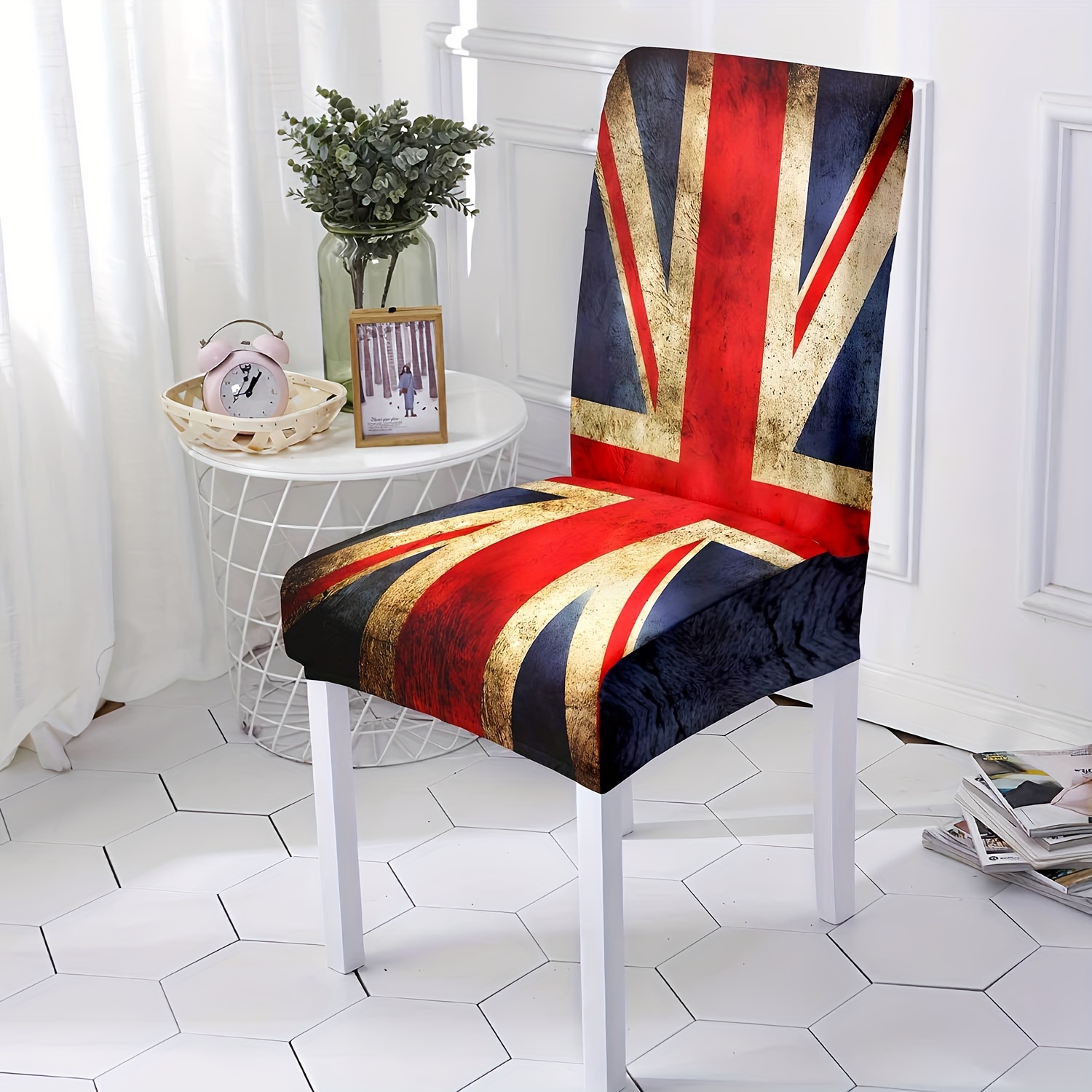 

4/6pcs Uk Flag Print Chair Slipcovers, Stretch Dining Chair Cover, Furniture Protective Cover, For Dining Room Living Room Hotel Home Decor