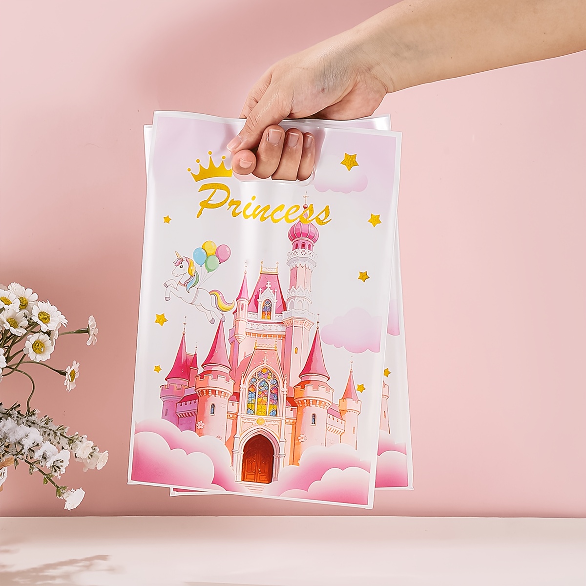 TEMU Cadeau pour elle/lui 10/25/40pcs Sacs Cadeaux Rose, Sacs Fourre-Tout Cadeaux Thème Princesse, Décorations de Fête Princesse, Décorations