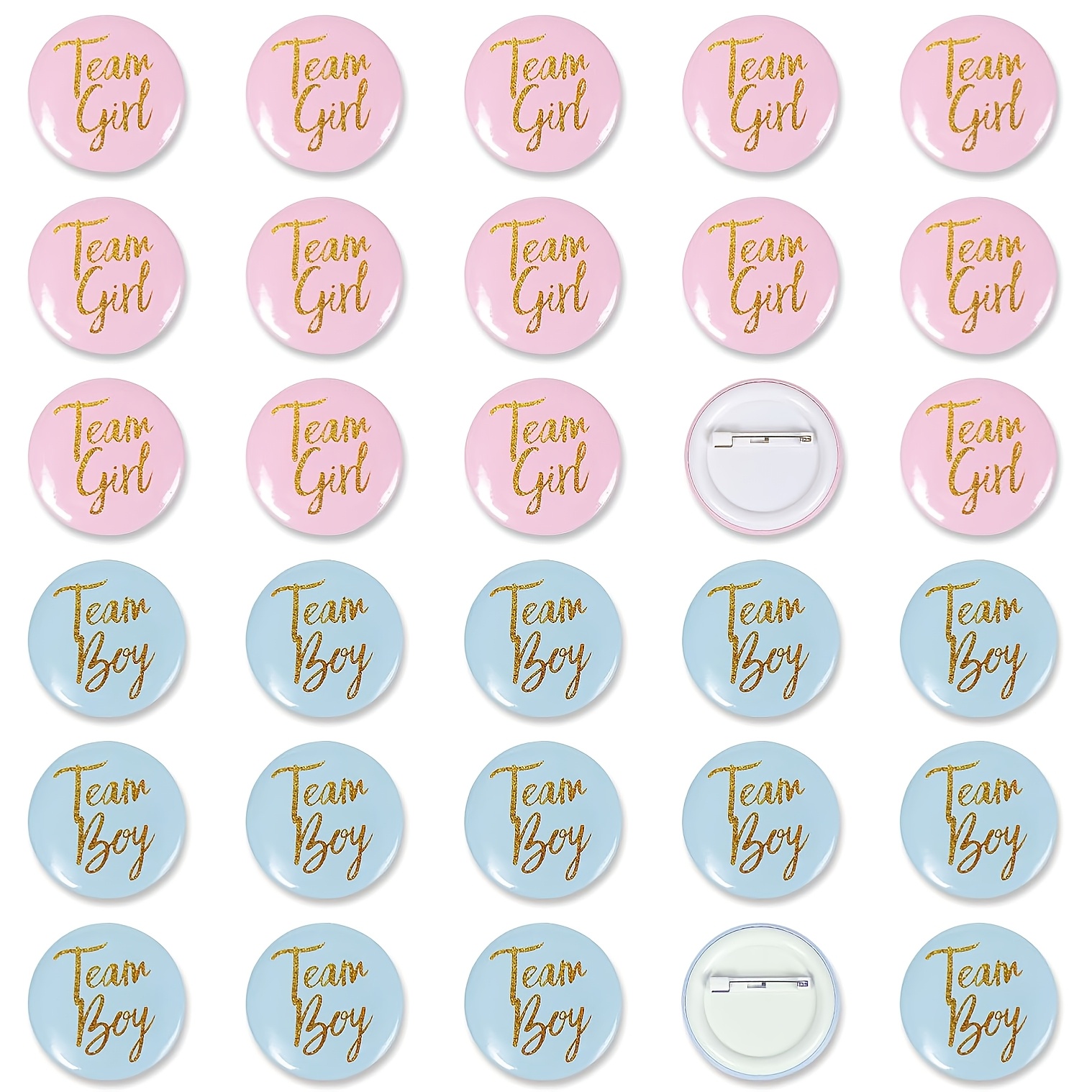 Image of Gift For Her/him Gender Reveal Button Pins 30pcs, Team Boy Girl Button Pins, Button Pin For Baby Shower Party Favors Gender Reveal Party Supplies ,halloween,christmas