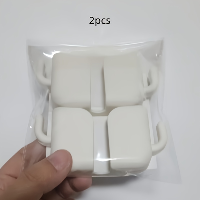 2pcs No-drill Adhesive Wall Mounts - Stylish White Plastic, Storage For Phones & More - Ideal For Bedroom, Living Room, Kitchen & Home Organization, Mobile Accessory Management, Bathroom Storage |