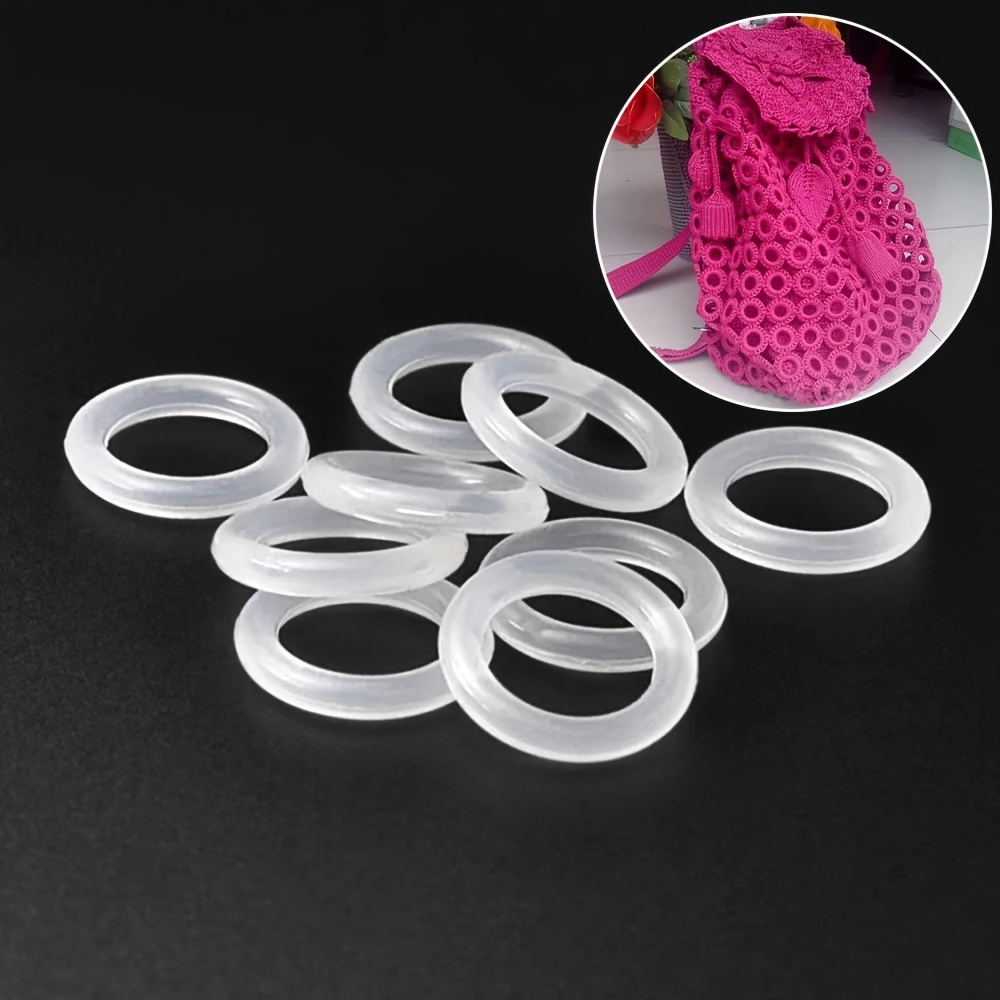 

50pcs White Plastic Crochet Loop Rings, 2cm Round O-ring For Diy Knitting And Crafting Supplies