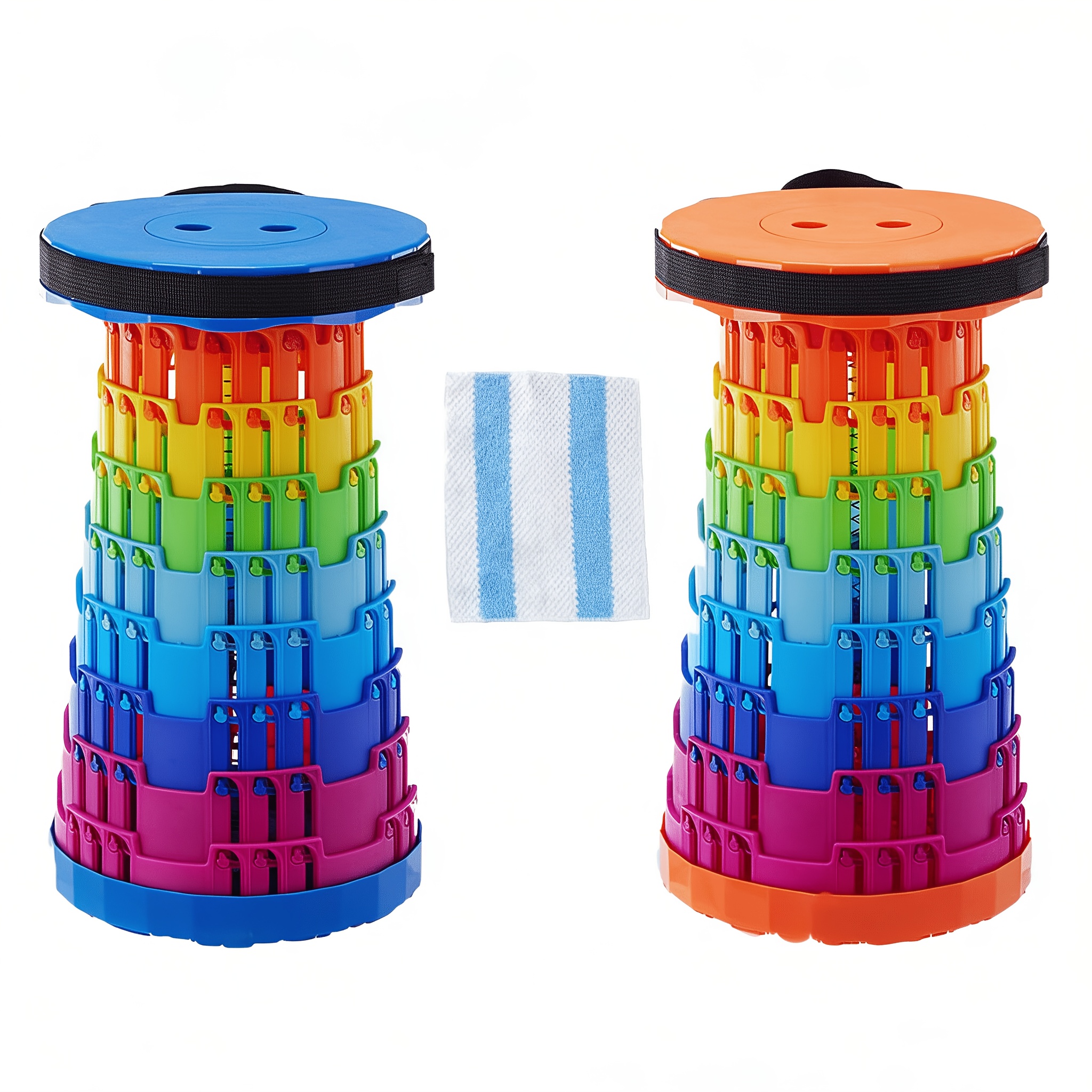 TEMU Telescopic Stool Set Featuring A Triple-lock Design, Adjustable Height, And A Portable, Foldable Build. It Supports A Load Of 200kg. The Set