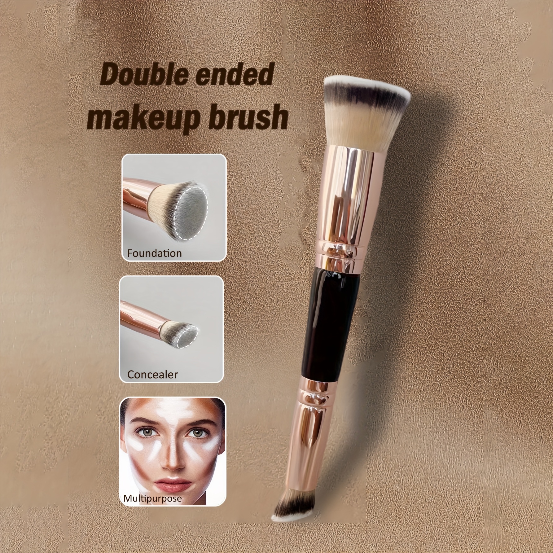 Image of 1pc Double Head Makeup Brush, Basic Brush, Big Make-up Brush, Small Head Concealer Brush, Can Smudge Eye Shadow, Multifunctional Makeup Tool