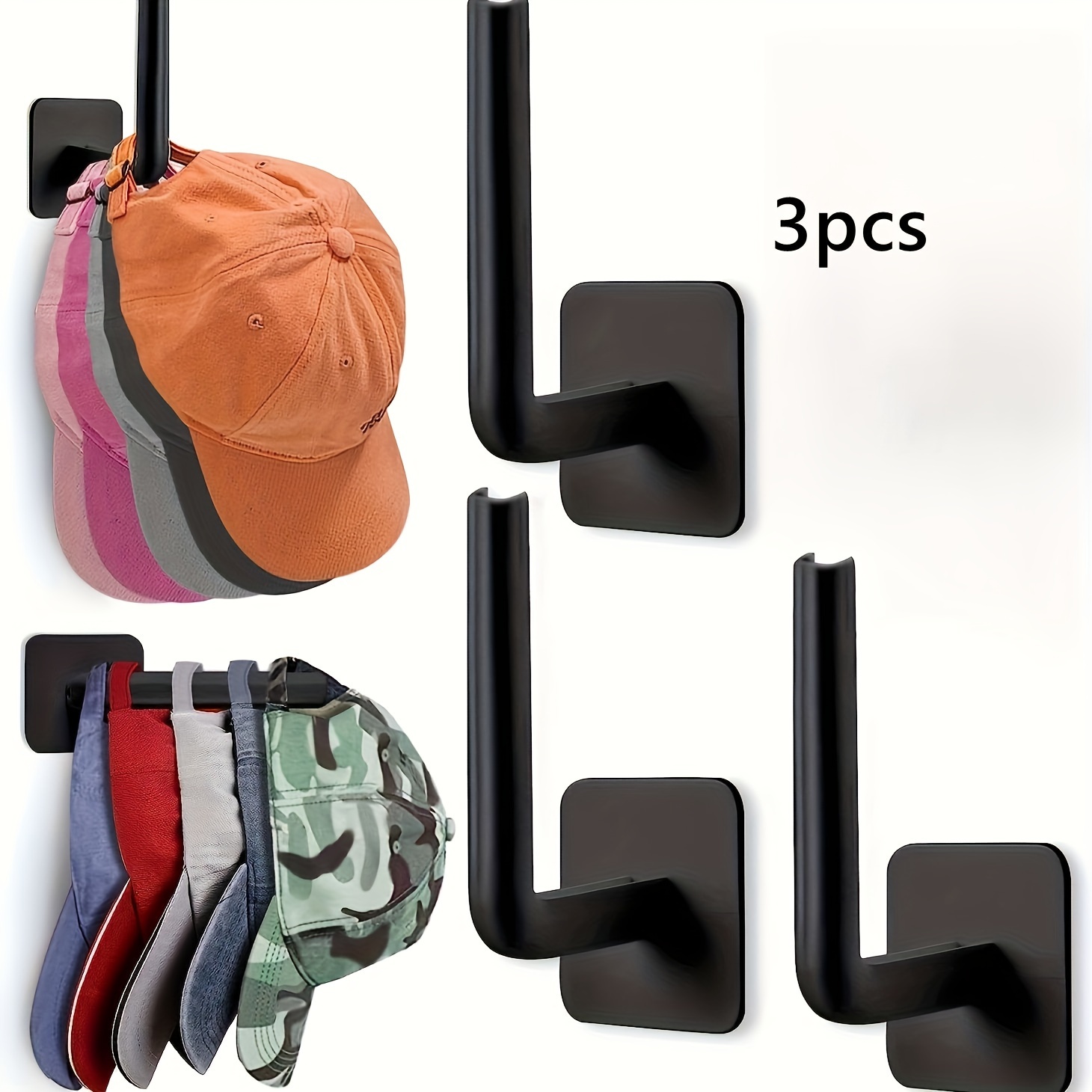 Image of 1/3pcs Storage Hooks, No Drilling Required, Hanging Keys, Hats, Towels, Self-adhesive, Utility Hook, , Organization And Storage, Suitable For Entrance, Hallway, Bathroom, Bedroom, Home, Dorm