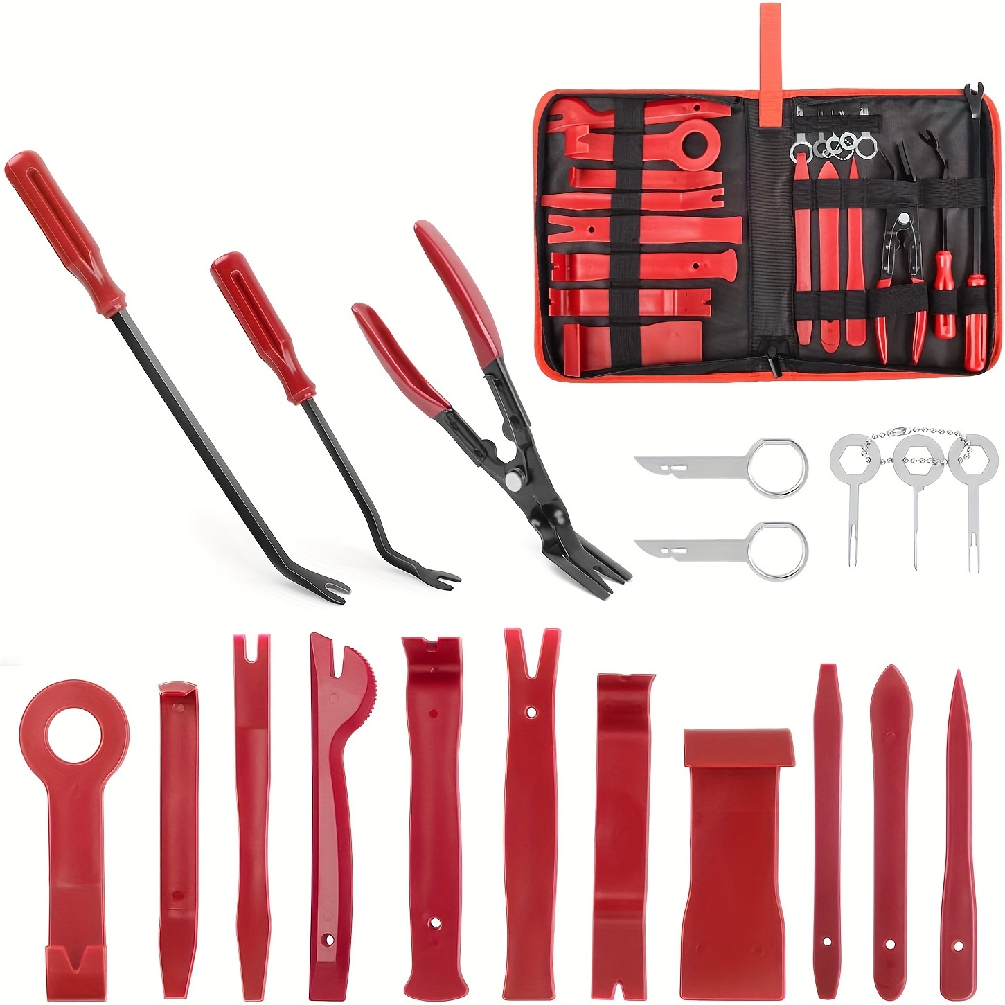 

19pcs Trim Removal Tool Set Panel Fastener Clips Removal Automotive Plastic Upholstery Pliers Removal Install Removal Car Tool With Storage Bag For Trim Panel Audio Clip Pliers Terminal