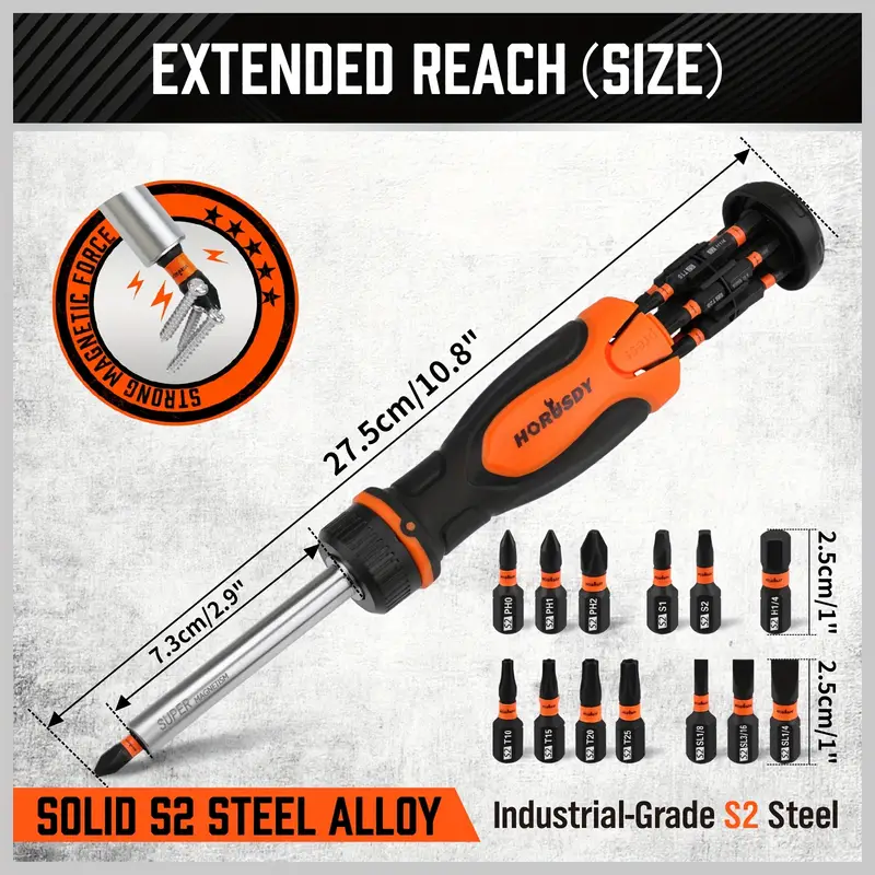 14 in 1 magnetic ratcheting screwdriver bit set with 1 4 bit holder phillips slotted square torx hex bits for garage and daily repairs Product details 1
