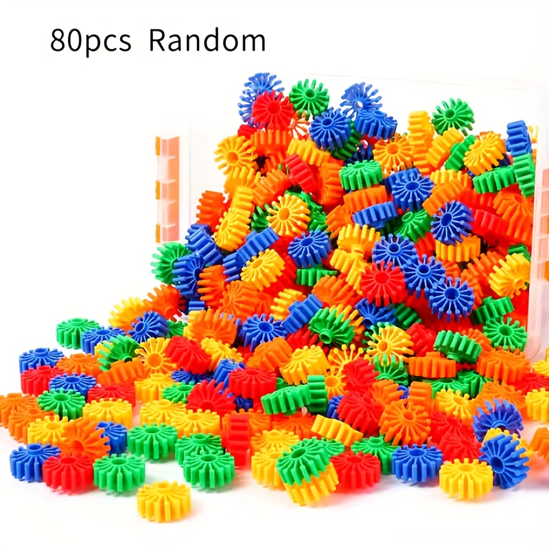 Image of 60/80pcs Gear Assembly Building Blocks, Assembly Puzzle Toy, Gift, Gear Assembly Toy, Christmas, Halloween Gift, Holiday Gifts/ New Year Gifts, Color Random .random Color