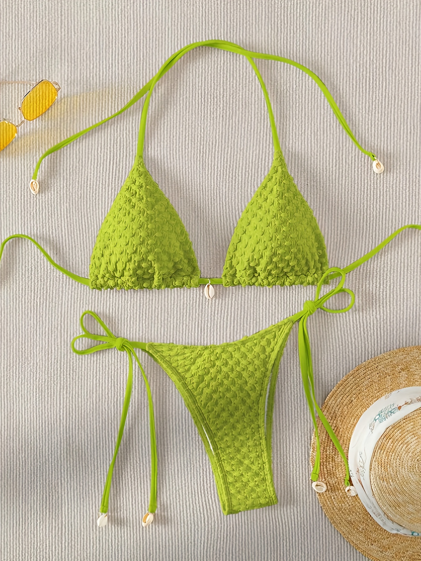 New Stylish And Simple Solid Color Bikini for, Featuring a Fresh European And American Design with a Sexy Backless Strap., Poolside Fashion | Elegant Swimsuit | Stylish Cutouts