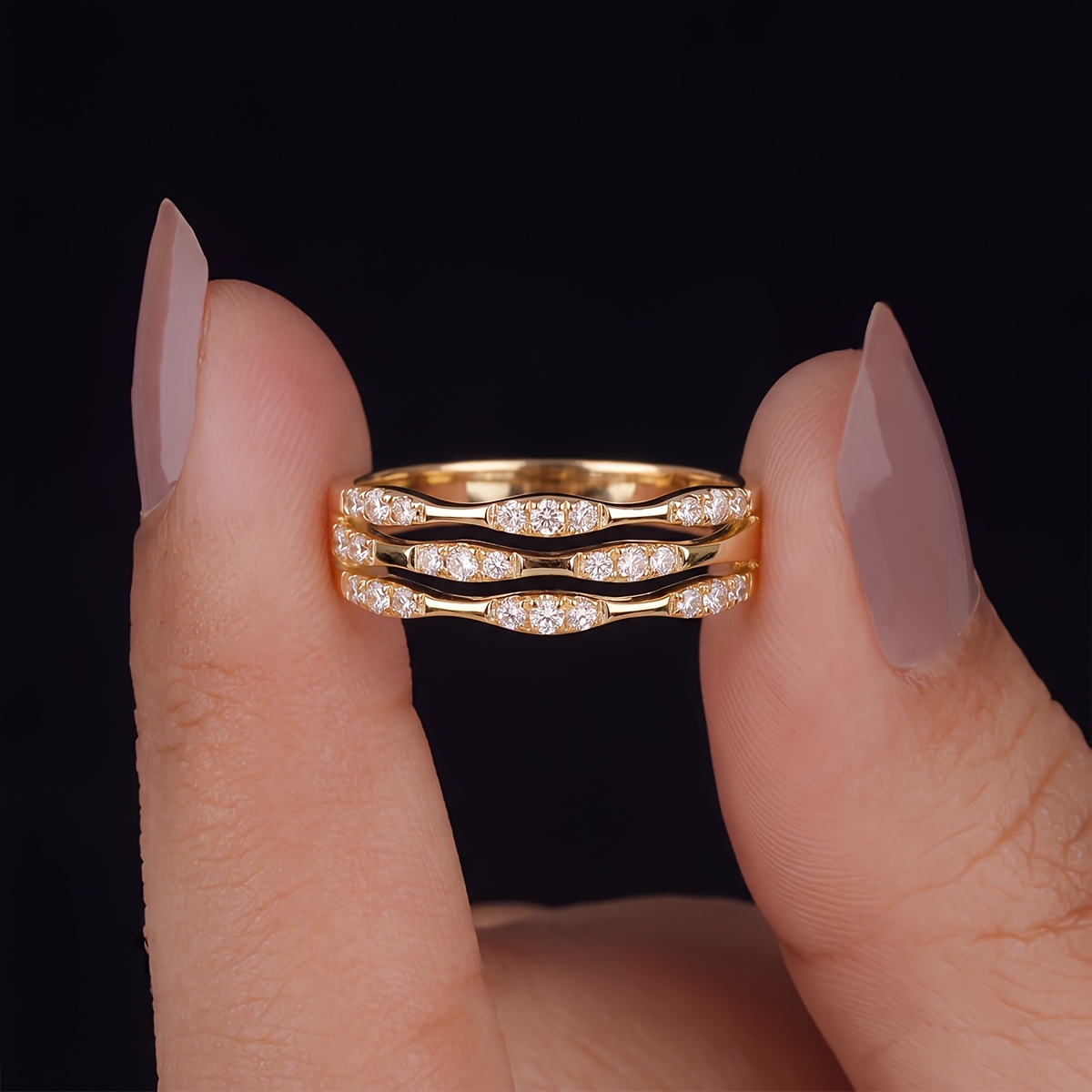 Women's Bamboo Multi-Circle Ring, Elegant Design