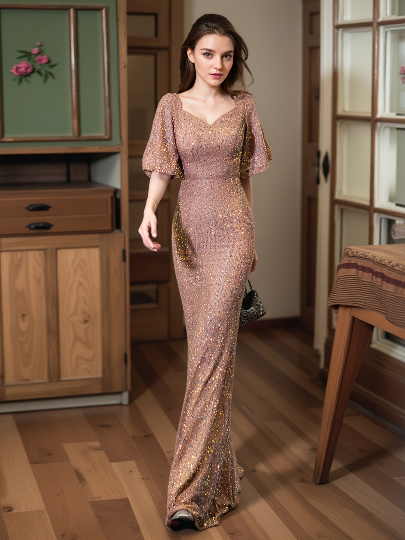 eastern evening dresses European Pink Evening Dress| Evening Dresses S / Pink / Satin main image 1