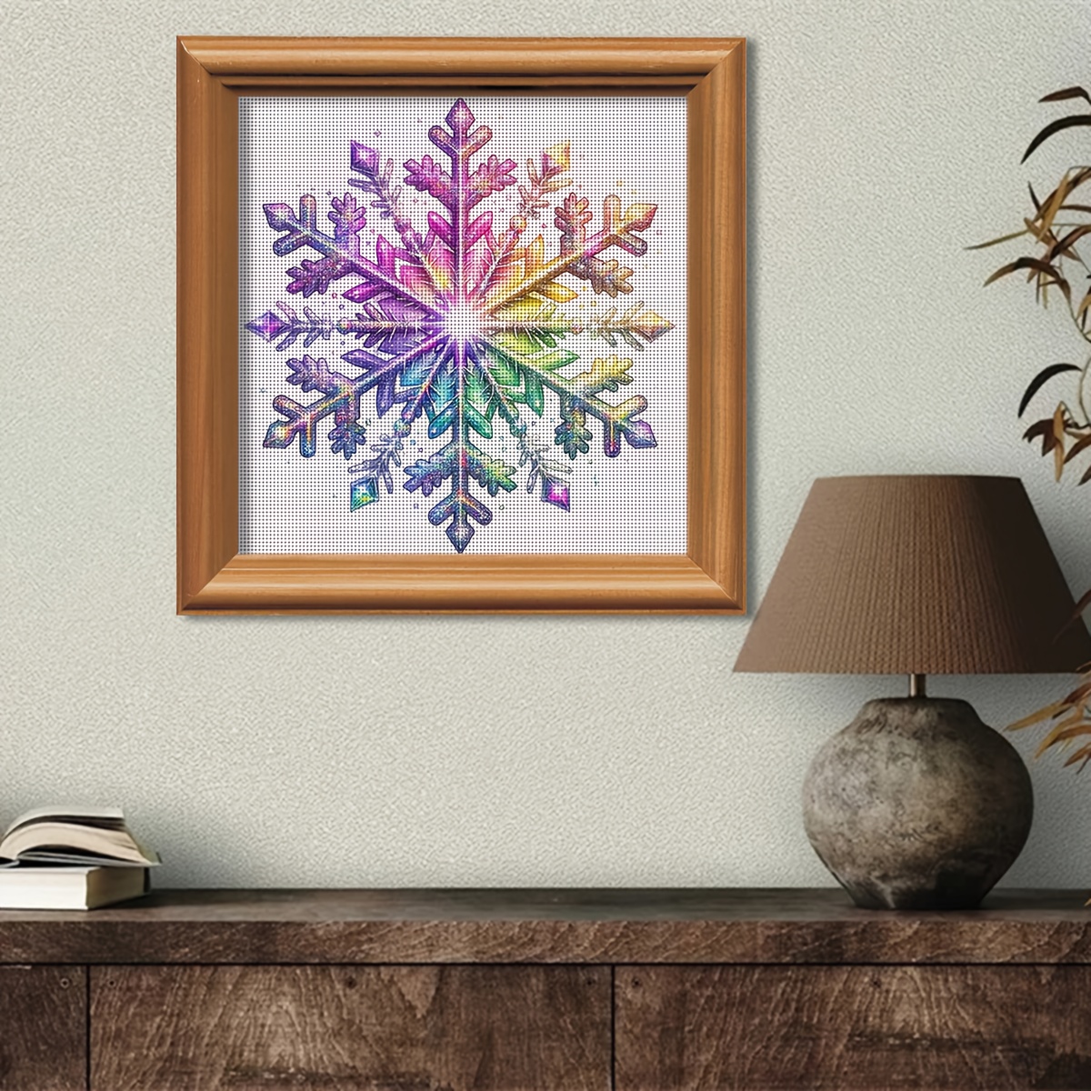 TEMU 1 Set - Snowflake Themed Cross- Painting Kit, Diy Art Needlework Embroidery Supplies, 11ct Cross- Embroidery Decorative Painting, High-quality