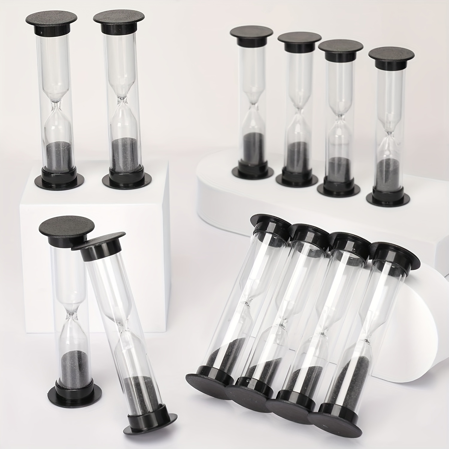 TEMU 10pcs 1 Minute Minuteur Sableux avec Couverture en Plastique, Verre de Sable Comptage à Rebours pour l'École, les Jeux, , les de Fête Décoration
