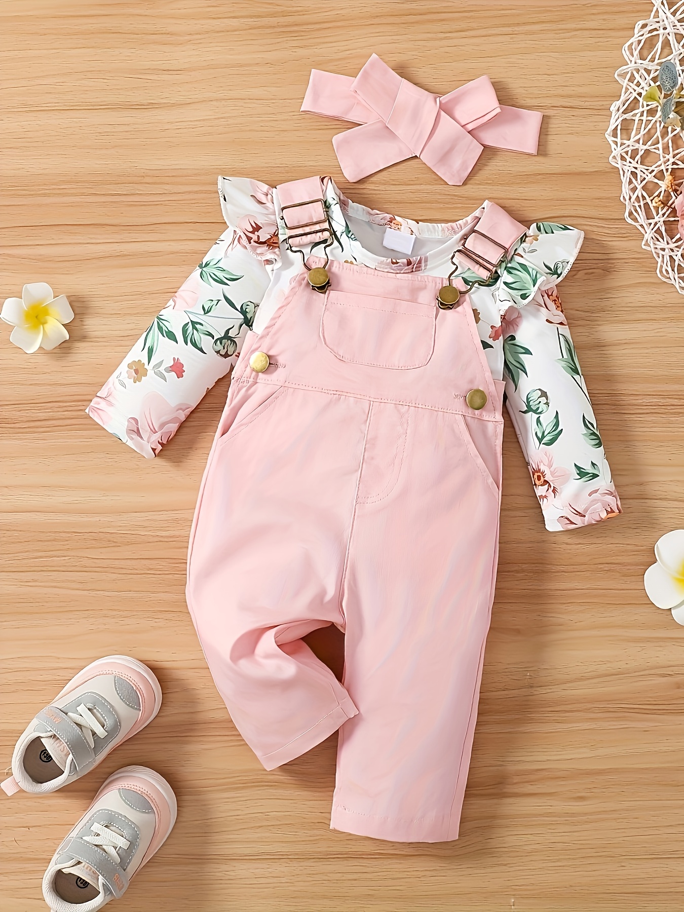 Toddler Girl Outfit Set – Ruffle Top & Floral Pants With Headband, 2T-6T Sizes