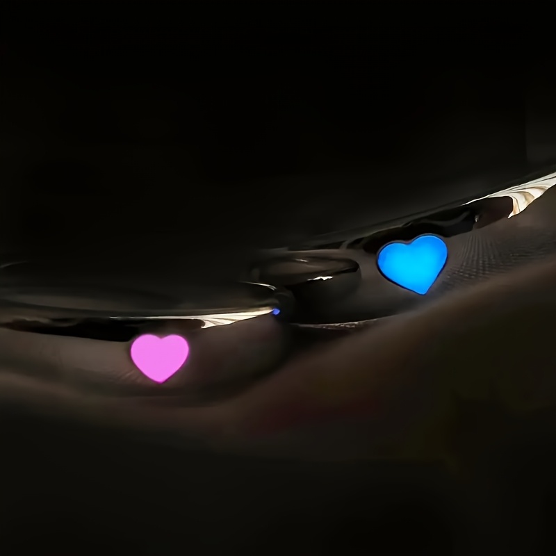 2pcs adjustable heart shaped ring romantic couple simple   cute for valentines day daily wear   0