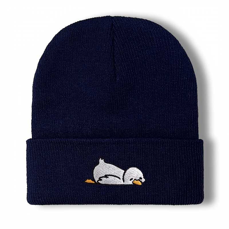 TEMU Unisex Embroidery Winter Warm Hat, Easy Brimless Cap Soft Comfortable