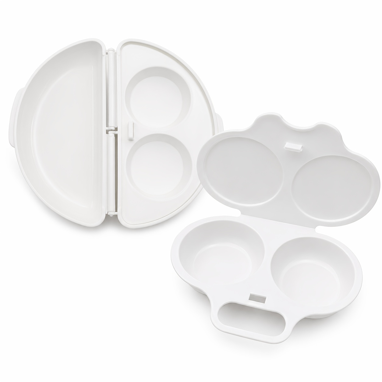 TEMU 2pcs Microwave Double-slot Egg Cooker, Household Double Egg Steaming Box, Breakfast Poached Egg Mold With Lid, Foldable And Portable Kitchen