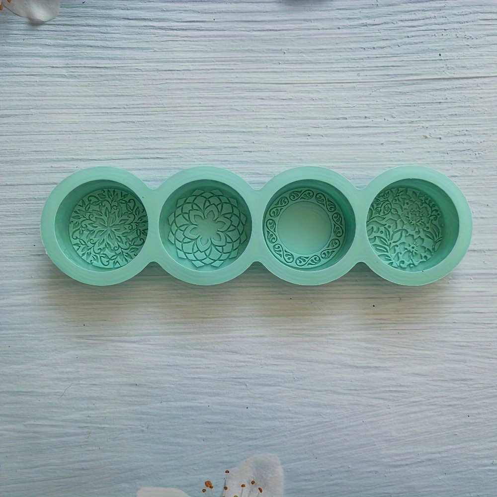 Image of 1pc 3d Floral Silicone Mold For Soap And Aromatherapy Wax Making - Diy Handcrafted Round Design