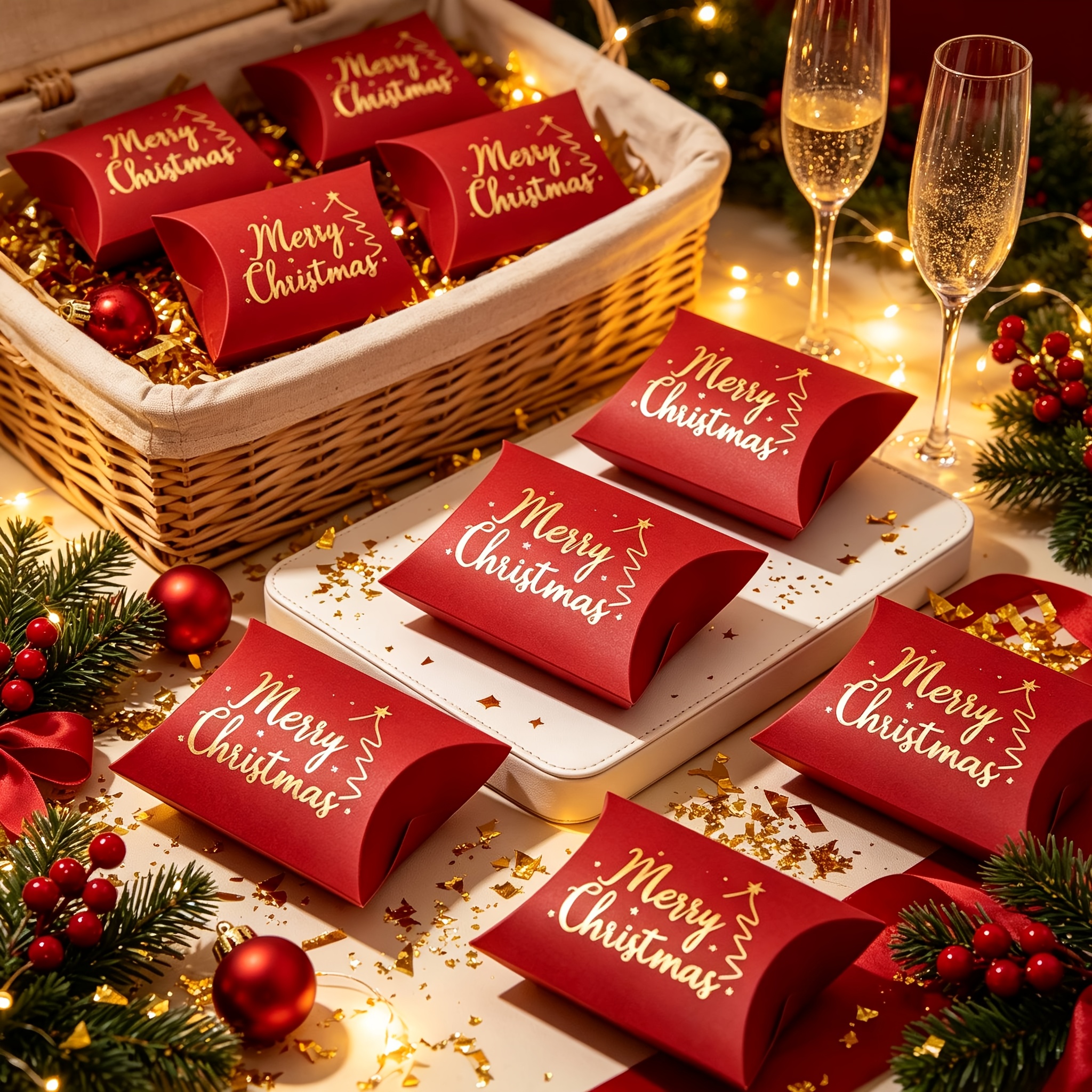 8pcs Foil-Stamped Christmas Gift Boxes