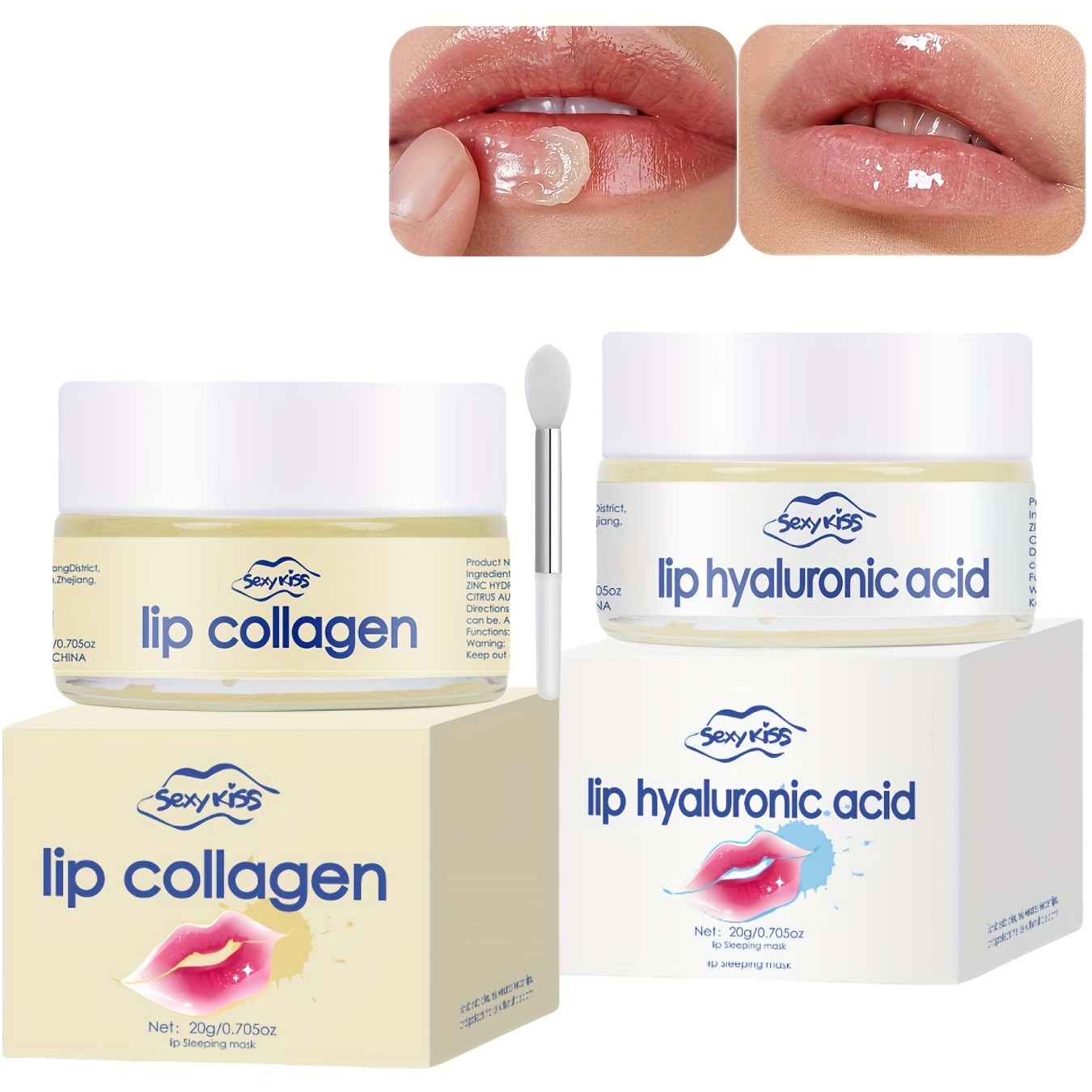 TEMU Set Of Two, Shiny Lip, Luxurious Gel Mask Collagen And Hyaluronic Acid, Hydrating, Nourishing, And Enhancing Shine, Long-lasting Results, Ideal For Chapped Lips