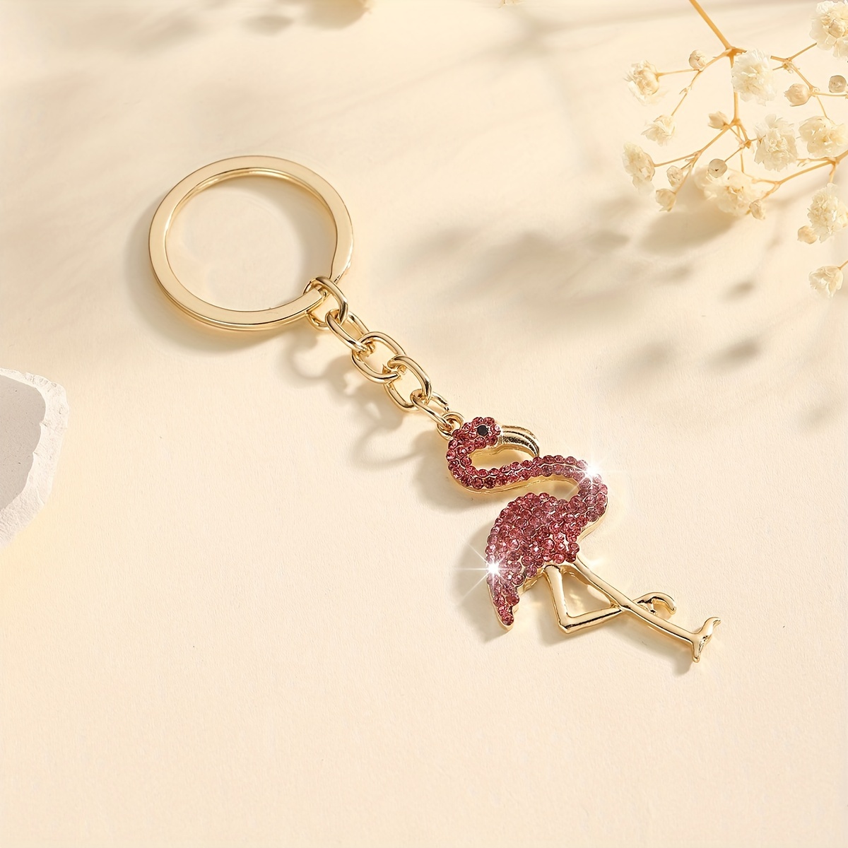 1pc Women' Rhinestone Bird Keychain - Alloy Flamingo Purse Charm With Round Ring Clasp, Luxury Bag Accessory For Handbags, Purses, Backpacks - Gift Idea For Her