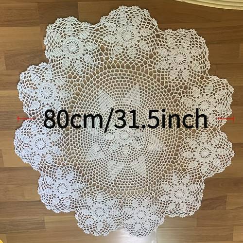 elegante handgefertigte häkel-spitzenrunde tischdecke - polyester, kompliziertes ausgehöhltes design für sofarückenlehne und couchtischabdeckung, verleiht künstlerischem flair der wohnkultur, wohnkultur-zubehör|kompliziertes spitzen-design|polyester-spitze, spitzenstoff