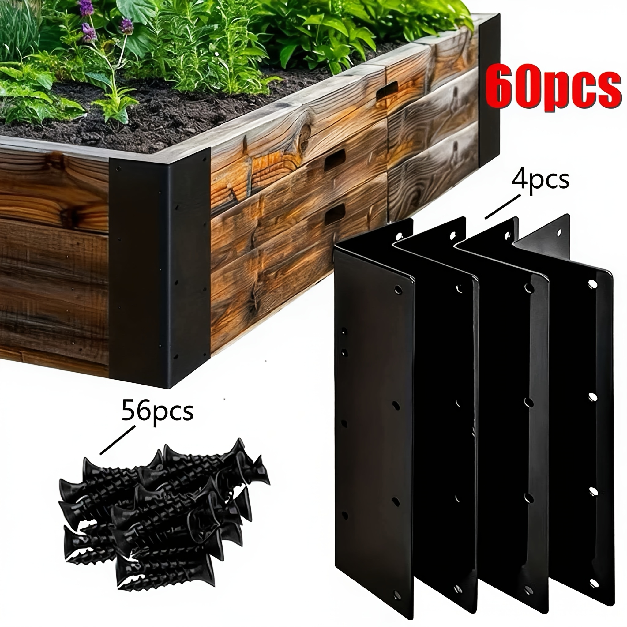 E-shop Verdickte 160mm Extra Große L-förmige Eckwinkel/Inklusive 4 Stück Eckwinkel + 56 Schrauben Set, Geeignet für Gartenzaun Halterungen Verbinder,
