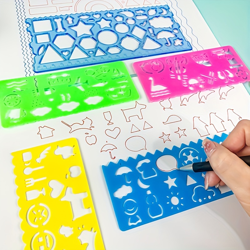 

8pc Rulers Set - Multi-designs For Creative And Drawing - School Supplies